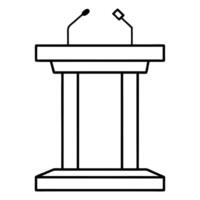 Public Speaking Podium with Two Microphones Conference, Lecture, Presentation vector