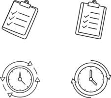 Checklist Time Management Icons Productivity, Planning, Task, Schedule, Clock vector