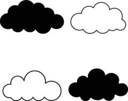 Simple Black and White Cloud Icons Weather, Sky, Nature vector