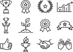 Achievement Icons Success, Growth, Awards, and Teamwork Graphics vector