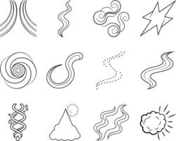 Abstract Line Art Swirls, Waves, Spirals, and Explosions vector