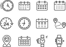 Time Management Icons Clocks, Calendars, Location, Scheduling vector