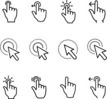 Hand Cursor Icons Tap, Click, Swipe, Scroll, Zoom Gestures vector