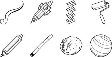 Art Supplies, Tools, Patterns Markers, Roller, Ball, and More vector