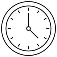Simple Analog Clock Outline Time, Hours, Minutes, Seconds, Design vector