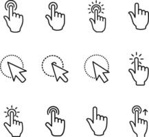 Cursor Hand Icons Tap, Click, Touchscreen Gestures, Pointer vector