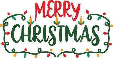 Merry Christmas Festive Greeting Card Design with Lights vector