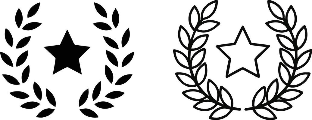 Award Icons Star, Laurel Wreath, Achievement, Recognition, Success
