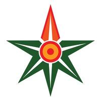 Abstract Green Star Design with Red and Orange Center vector