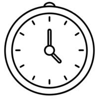 Simple Analog Clock Outline Design Time, Hour, Minute, Second vector