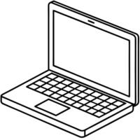 Laptop Computer Device Outline Isometric View Technology Gadget vector