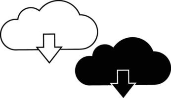 Cloud Computing Download Icons White and Black, Data Transfer vector