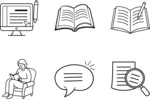 Reading, Writing, Research, Learning Digital and Physical Books vector
