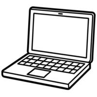 Simple Line Drawing of a Modern Laptop Computer vector