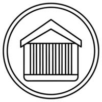 Classical Building Icon, Greek Temple, Circular Design, Line Art, Simple Symbol, Architectural Emble vector