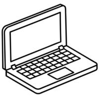 Laptop Computer Outline Drawing Simple Technology Illustration vector