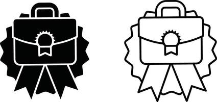 Award Winning Business Portfolio, Achievement, Success, Briefcase, Seal, Recognition, Honor, Ribbon, vector