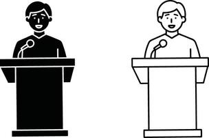 Speaker Podium Presentation, Public Speaking, Lecture, Man, Microphone vector