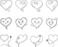 Twelve Charming Heart Drawings Cute, Ornate, and Simple vector
