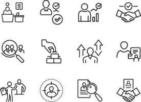 Recruitment Process Icons Hiring, Team Building, and Growth vector
