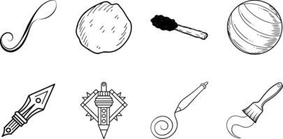 Primitive Tools, Art Supplies, and Sphere Diverse Objects vector