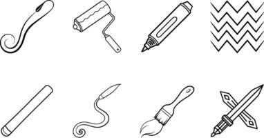 Painting Tools Brush, Roller, Marker, Crayon, and Pattern vector