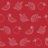 Outline Collection of Pomegranate Seamless Pattern illustration Design vector