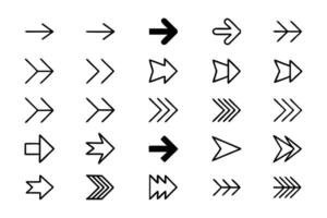 Versatile Black and White Arrow Icon Set Featuring Unique Directions for Creative Design Projects vector