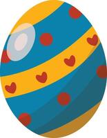 Blue Easter Egg with Heart Pattern Design vector
