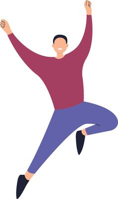 Lady Jump Illustration with Casual Clothes