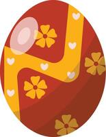 Red Easter Egg with Floral Design and Shape vector