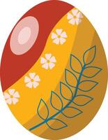 Yellow Easter Egg with Floral Pattern Design and Concept vector