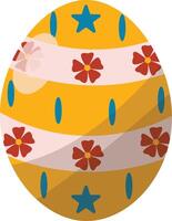 Yellow Easter Egg with Floral Pattern Design and Concept vector