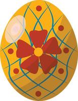 Yellow Easter Egg with Floral Pattern Design and Concept vector