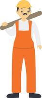 Man Architecture Illustration with Orange Uniform vector