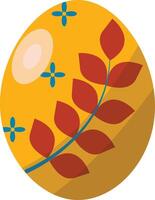 Yellow Easter Egg with Floral Pattern Design and Concept vector