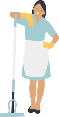 Illustration of Woman Cleaning with Roll Mop