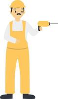 Construction Man with Yellow Uniform and Helmet vector
