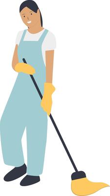 Illustration of Girl Cleaning with Broom