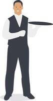 Man Waiter with Tray vector
