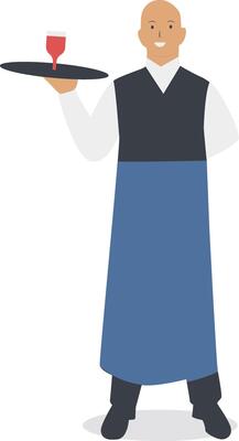 Male Waitress with Tray