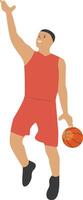 Man Playing Basketball with Blocking Position vector