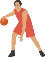 Man Playing Basketball with Dribble Position vector