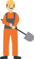 Man Architecture Illustration with Orange Uniform vector