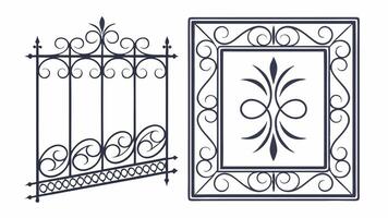 A set of decorative metal and wrought iron elements vector