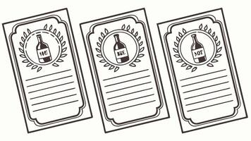 Three wine labels with a bottle of wine vector