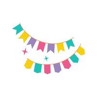 A string of colorful flags, perfect for decorating party venues or invitations. vector