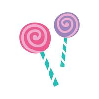 Two spiral lollipops in pink and purple, symbolizing fun and sweetness. vector