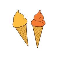 Ice Cream Cone Illustration with Waffle Cone for Dessert Graphics and Food Design vector