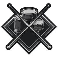 Drum kit and crossed sticks on a white background. vector